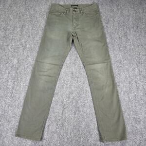 Theory Jeans Mens 29 Green Haydin Editor Button Fly Straight Leg Cotton Stretch